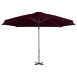 Parasol de jardin en porte-à-faux avec mât en aluminium rouge – Image 3