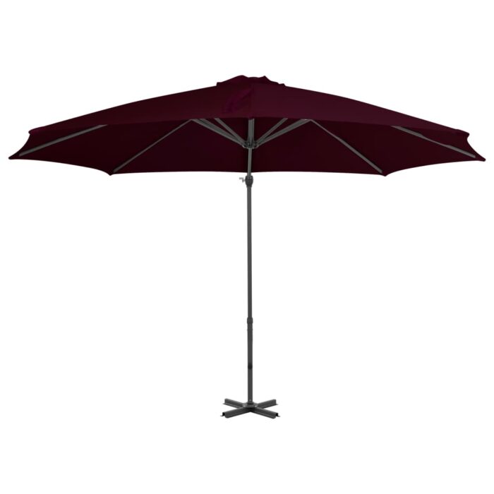 Parasol de jardin en porte-à-faux avec mât en aluminium rouge – Image 3