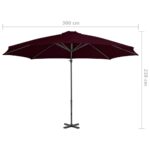 Parasol de jardin en porte-à-faux avec mât en aluminium rouge – Image 7