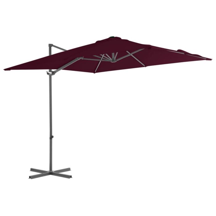 Parasol de jardin en porte-à-faux mât en acier rouge bordeaux – Image 1