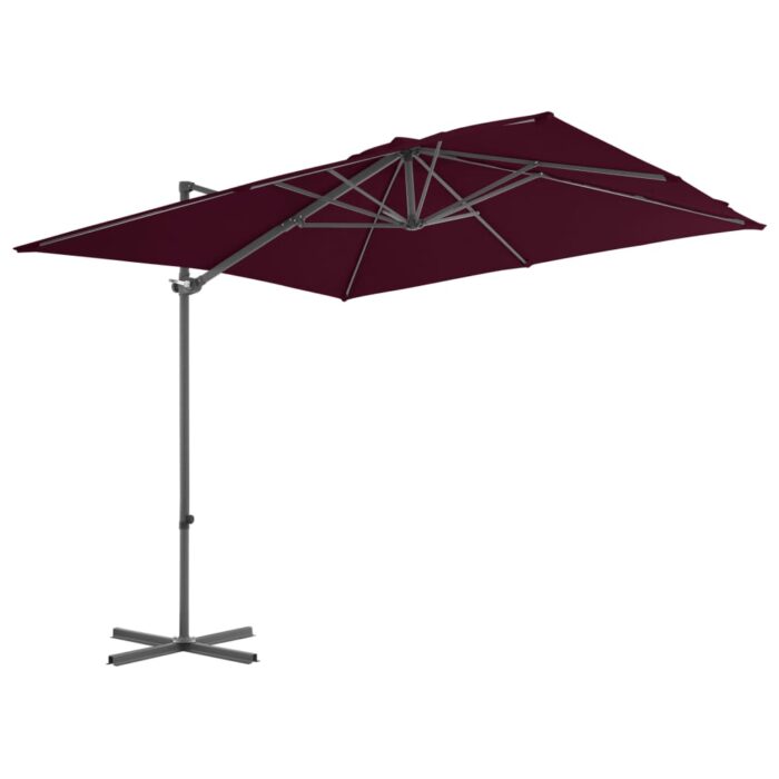 Parasol de jardin en porte-à-faux mât en acier rouge bordeaux – Image 2