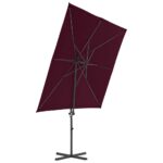 Parasol de jardin en porte-à-faux mât en acier rouge bordeaux – Image 3