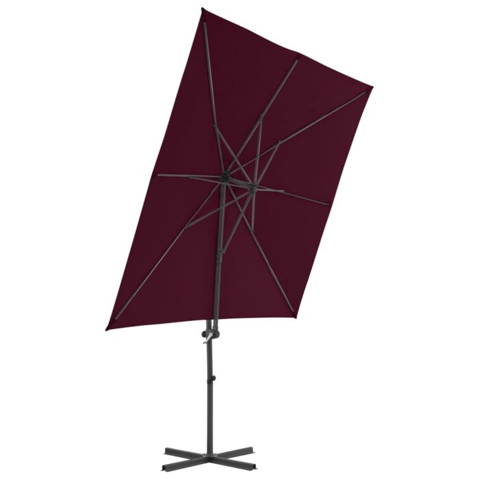 Parasol de jardin en porte-à-faux mât en acier rouge bordeaux – Image 3
