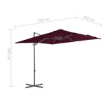 Parasol de jardin en porte-à-faux mât en acier rouge bordeaux – Image 8