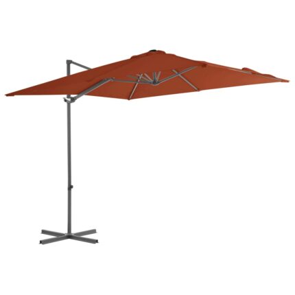 Parasol de jardin en porte-à-faux avec mât en acier terre cuite