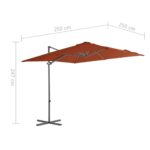 Parasol de jardin en porte-à-faux avec mât en acier terre cuite – Image 8
