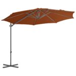 Parasol de jardin en porte-à-faux avec mât en acier terre cuite – Image 2