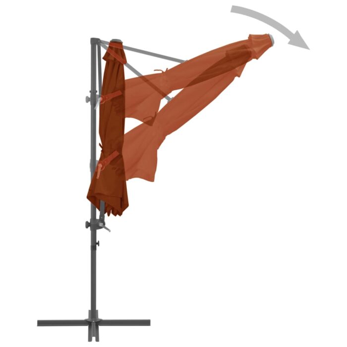 Parasol de jardin en porte-à-faux avec mât en acier terre cuite – Image 5