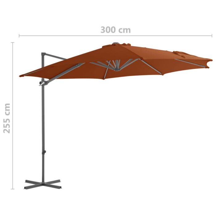 Parasol de jardin en porte-à-faux avec mât en acier terre cuite – Image 8