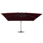 Parasol de jardin en porte-à-faux lumières LED rouge bordeaux – Image 2