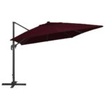 Parasol de jardin en porte-à-faux lumières LED rouge bordeaux – Image 3