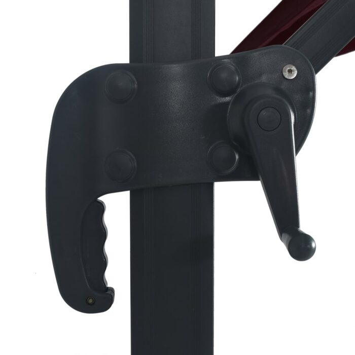 Parasol de jardin en porte-à-faux lumières LED rouge bordeaux – Image 6