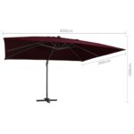 Parasol de jardin en porte-à-faux lumières LED rouge bordeaux – Image 8