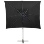 Parasol de jardin en porte-à-faux à double toit noir 250x250 cm – Image 2