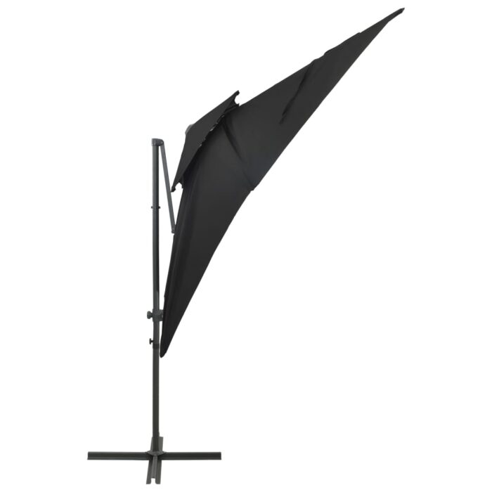 Parasol de jardin en porte-à-faux à double toit noir 250x250 cm – Image 3