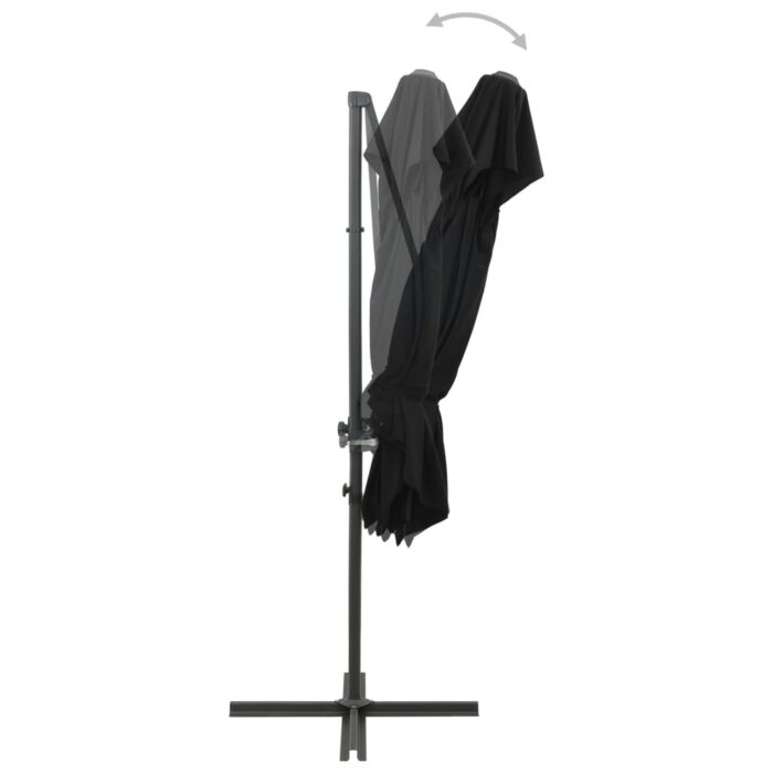 Parasol de jardin en porte-à-faux à double toit noir 250x250 cm – Image 5