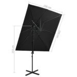 Parasol de jardin en porte-à-faux à double toit noir 250x250 cm – Image 7