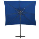 Parasol de jardin en porte-à-faux à double toit bleu azuré – Image 2
