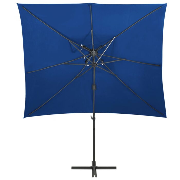 Parasol de jardin en porte-à-faux à double toit bleu azuré – Image 2