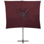 Parasol de jardin en porte-à-faux à double toit rouge bordeaux – Image 2