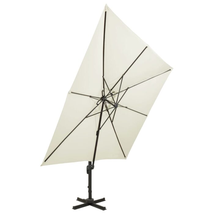Parasol de jardin en porte-à-faux avec double toit sable – Image 2