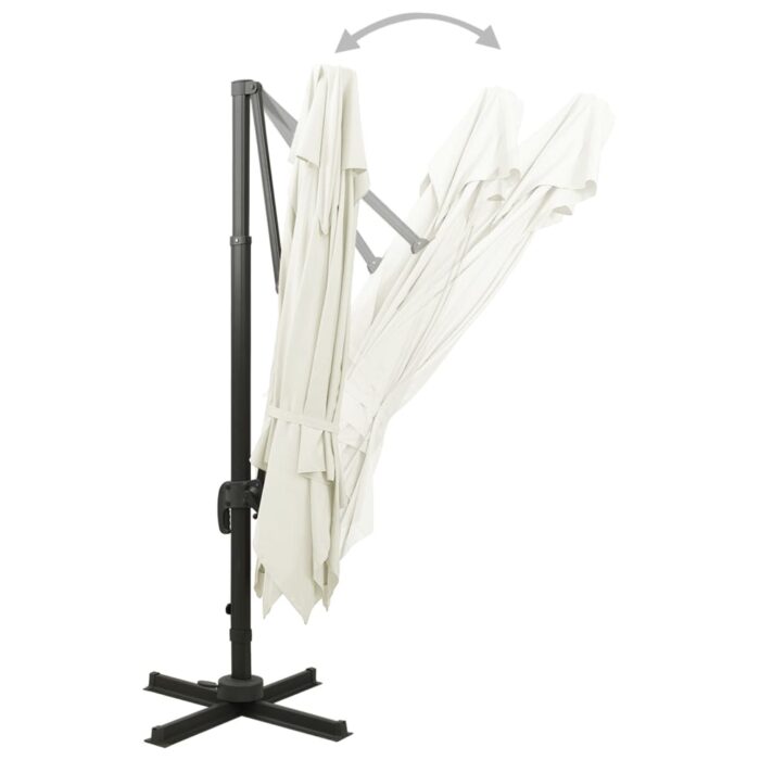 Parasol de jardin en porte-à-faux avec double toit sable – Image 4