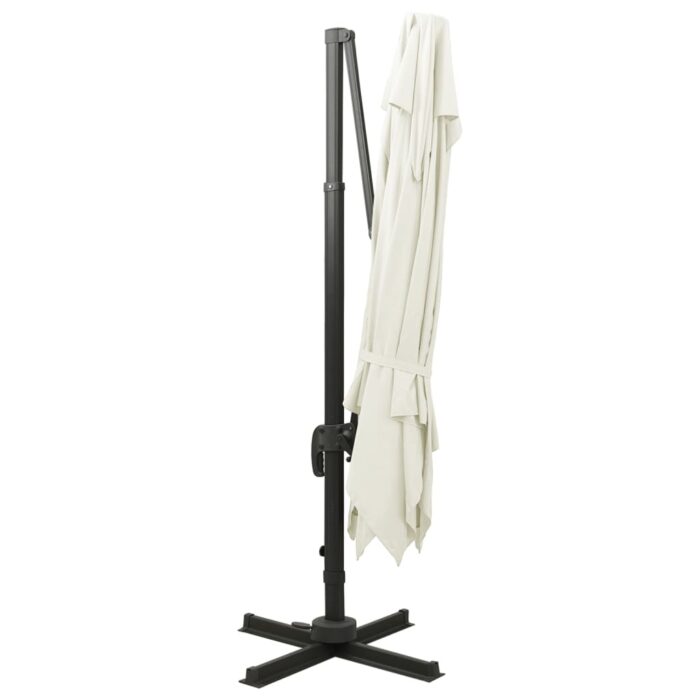 Parasol de jardin en porte-à-faux avec double toit sable – Image 5