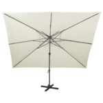 Parasol de jardin en porte-à-faux avec double toit sable – Image 3