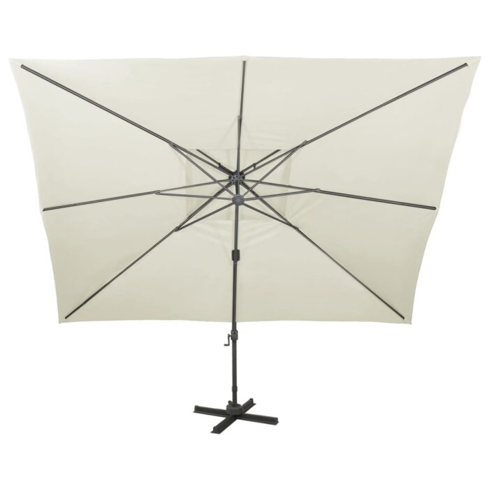 Parasol de jardin en porte-à-faux avec double toit sable – Image 3