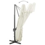 Parasol de jardin en porte-à-faux avec double toit sable – Image 4