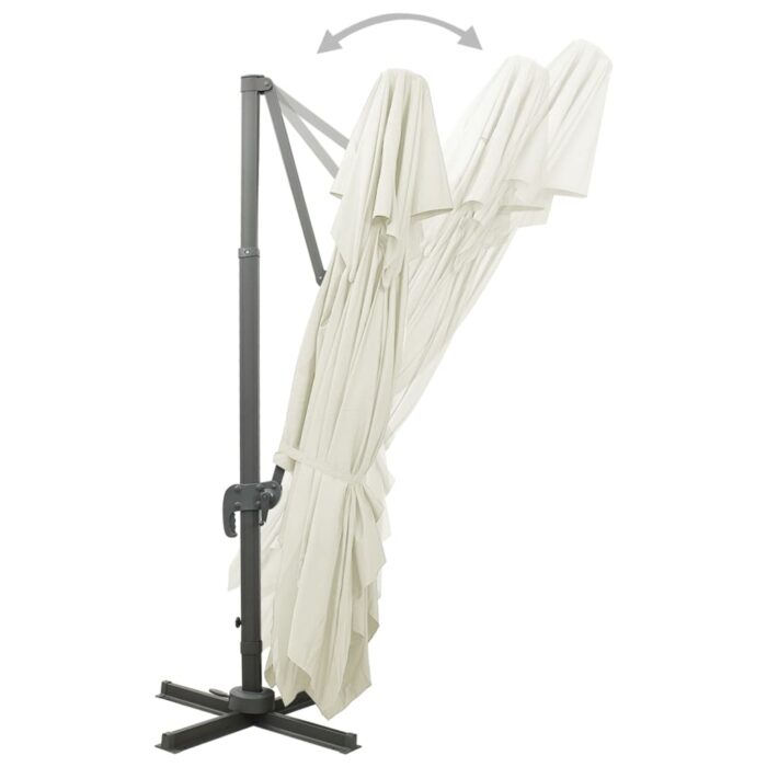 Parasol de jardin en porte-à-faux avec double toit sable – Image 4