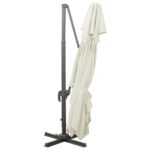 Parasol de jardin en porte-à-faux avec double toit sable – Image 5