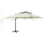 Parasol de jardin en porte-à-faux avec double toit sable – Image 8