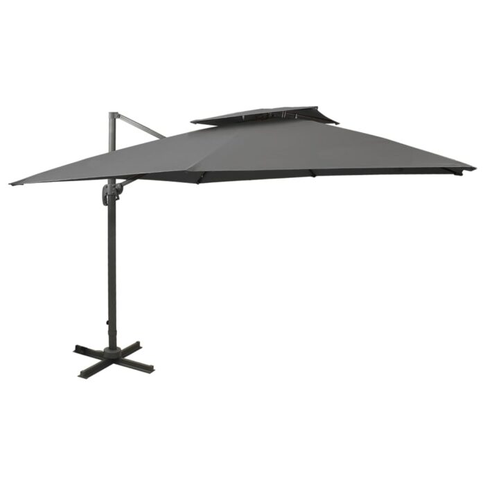 Parasol de jardin en porte-à-faux avec double toit anthracite – Image 1