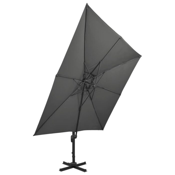 Parasol de jardin en porte-à-faux avec double toit anthracite – Image 3