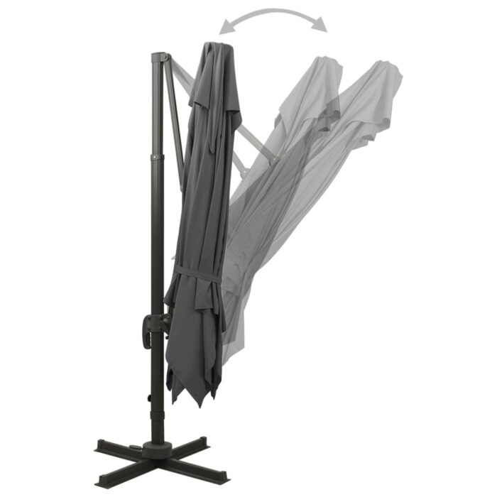 Parasol de jardin en porte-à-faux avec double toit anthracite – Image 4