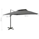 Parasol de jardin en porte-à-faux avec double toit anthracite – Image 8