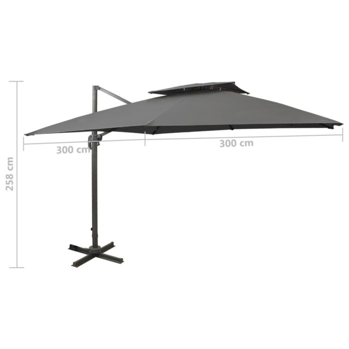 Parasol de jardin en porte-à-faux avec double toit anthracite – Image 8
