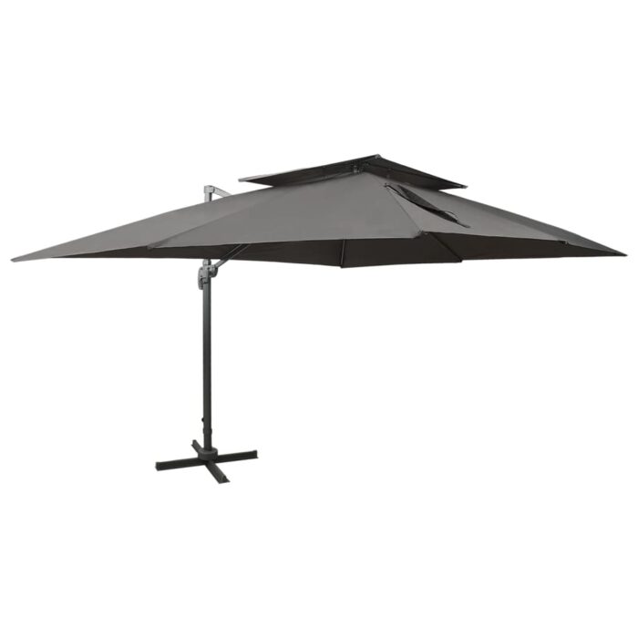 Parasol de jardin en porte-à-faux avec double toit anthracite – Image 1