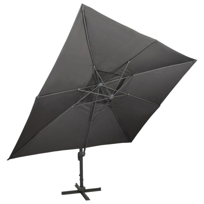Parasol de jardin en porte-à-faux avec double toit anthracite – Image 2