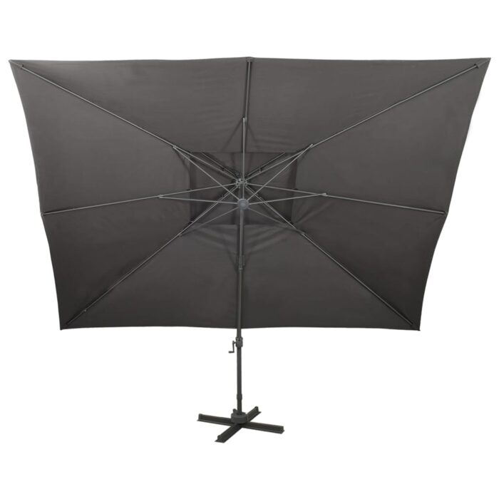 Parasol de jardin en porte-à-faux avec double toit anthracite – Image 3