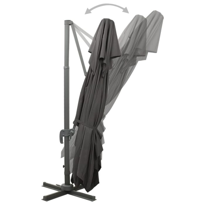 Parasol de jardin en porte-à-faux avec double toit anthracite – Image 5