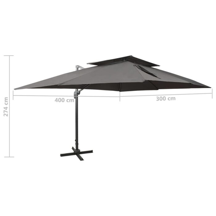 Parasol de jardin en porte-à-faux avec double toit anthracite – Image 8