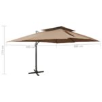 Parasol de jardin en porte-à-faux avec double toit taupe – Image 8