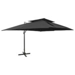 Parasol de jardin en porte-à-faux avec double toit noir