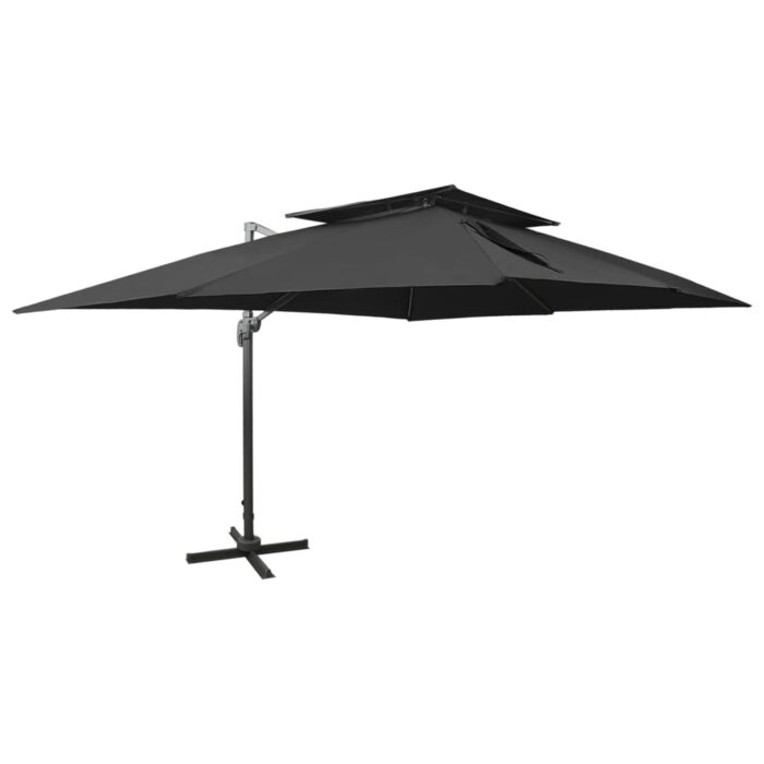 VXL8720286181812_a_en_hd_1.jpg Parasol de jardin en porte-à-faux avec double toit noir – Image 1