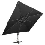 Parasol de jardin en porte-à-faux avec double toit noir – Image 2