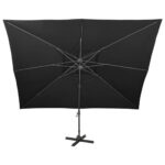 Parasol de jardin en porte-à-faux avec double toit noir – Image 3