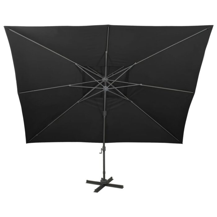 Parasol de jardin en porte-à-faux avec double toit noir – Image 3