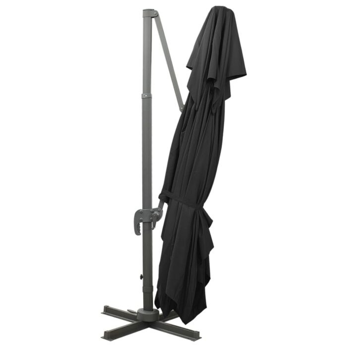 Parasol de jardin en porte-à-faux avec double toit noir – Image 4